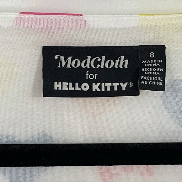ModCloth Hello Kitty Gift You My Heart Swing Dress NWT Womens 8 White Colorful - Picture 9 of 10
